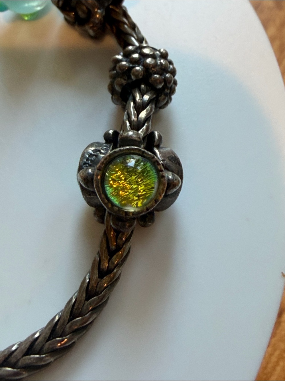 Trollbeads Bracelet with 10 Vintage Beads, Sterling Silver Chain - Picture 7 of 16
